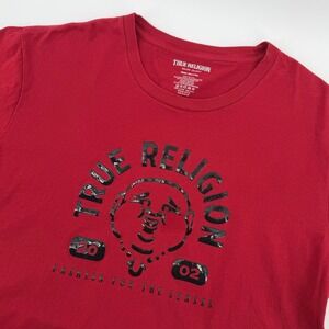 True Religion Mens 3XL Red Buddha Graphic‎ T Shirt Short Sleeve Cotton